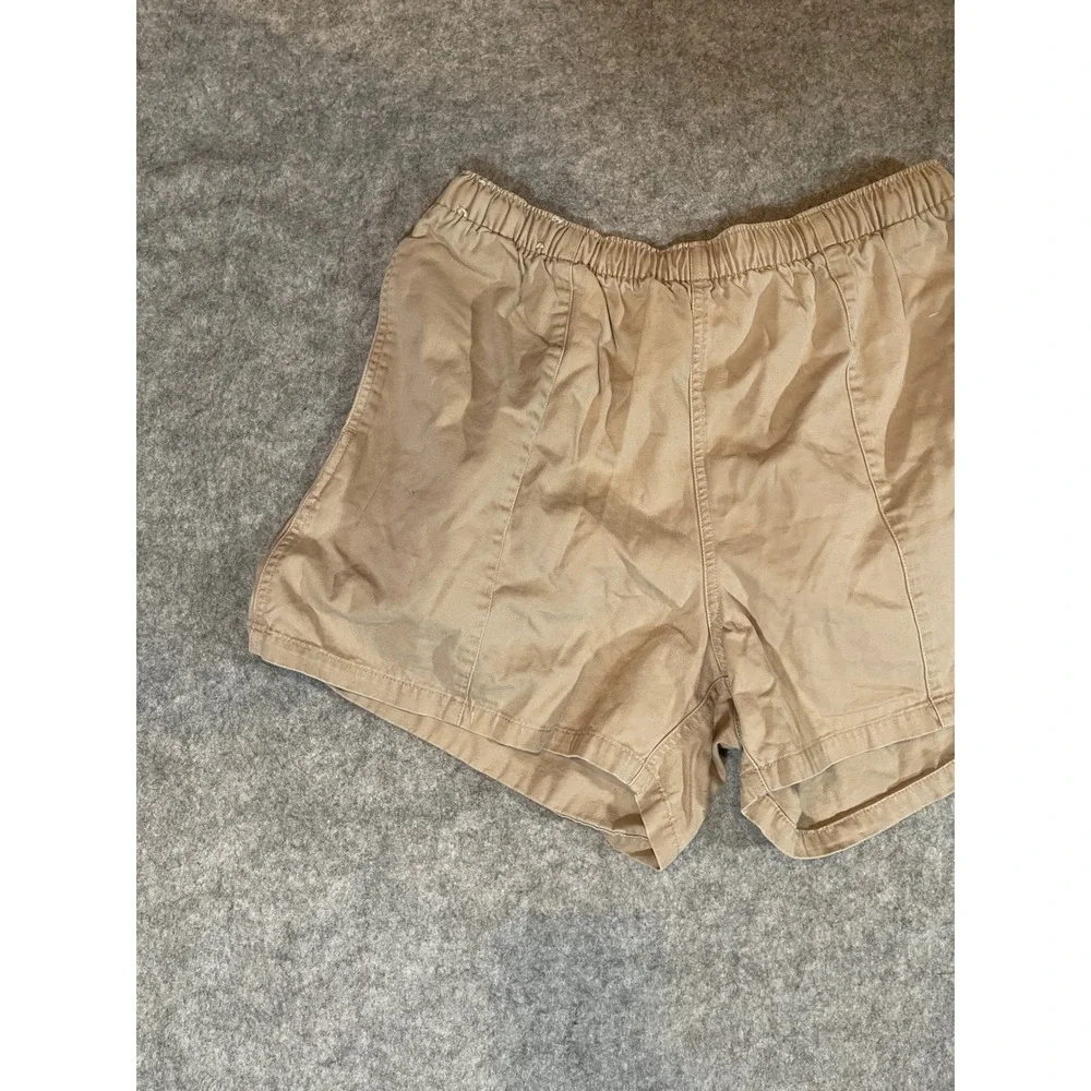 Polo Ralph Lauren Khaki Chino Shorts Mens XL Tan Elastic Waist Green Pony Logo
